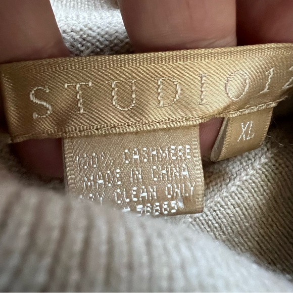 Studio 121 100% Cashmere Turtleneck Sweater Beige Nordstrom Women's size XL - Picture 3 of 7